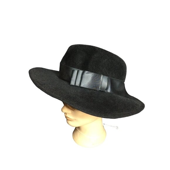 Vintage Womens Fedoria Hat United Hatters Cap Millinery Works Classic Ribbon Tri - Picture 1 of 10